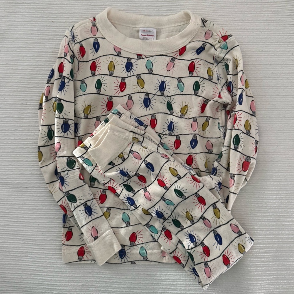 Hanna Andersson Pajamas Holiday Lights Print Size 6-7